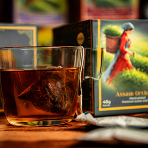 Assam Orthodox loose leaf tea brewed in a cup