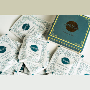 Assam Orthodox loose leaf tea bags, each sealed in its own envelope
