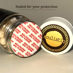 Foil seal under the lid of the ashwagandha jar, sealed for your protection