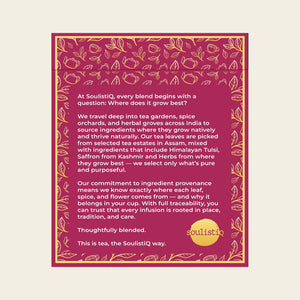 Comforting Kahwa loose leaf tea bags, side of pack