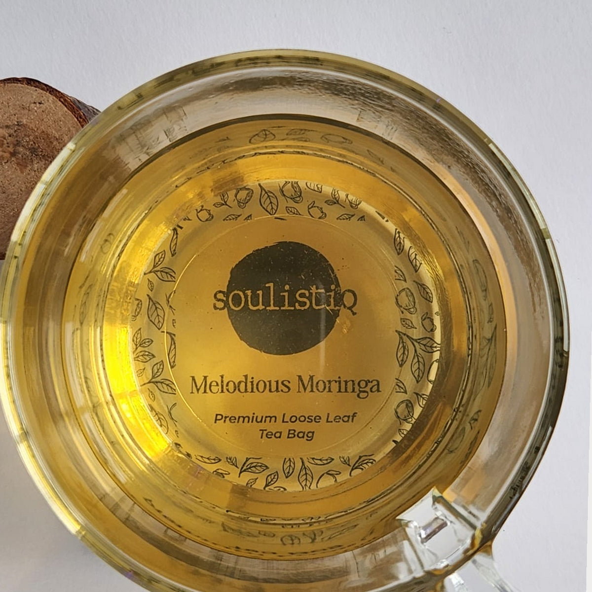 Melodious Moringa loose leaf tea brewed in a cup